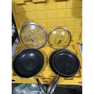 HEXCLAD 5 Piece Nonstick Stainless Steel Frying Pan Set 10" 12" And Wok $600